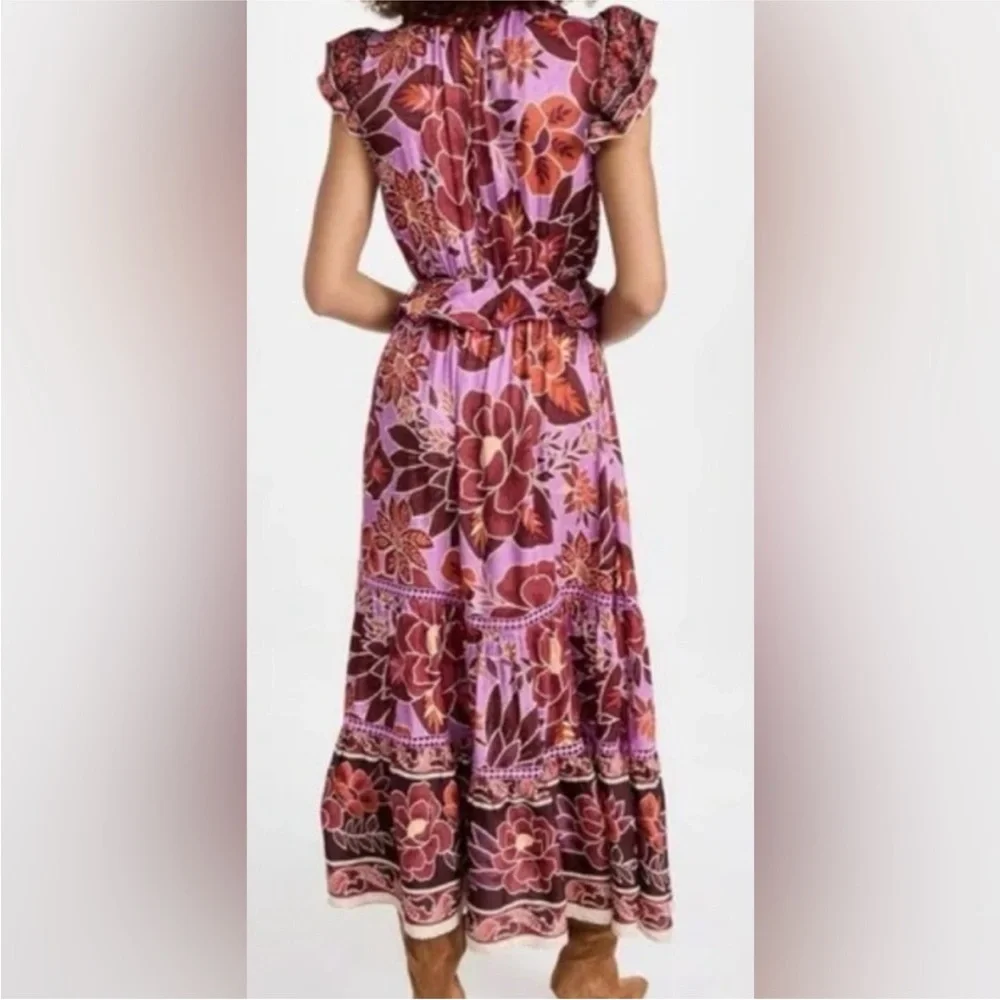 Farm Rio Sweet Floral Lilac Midi Dress - Picture 4 of 16